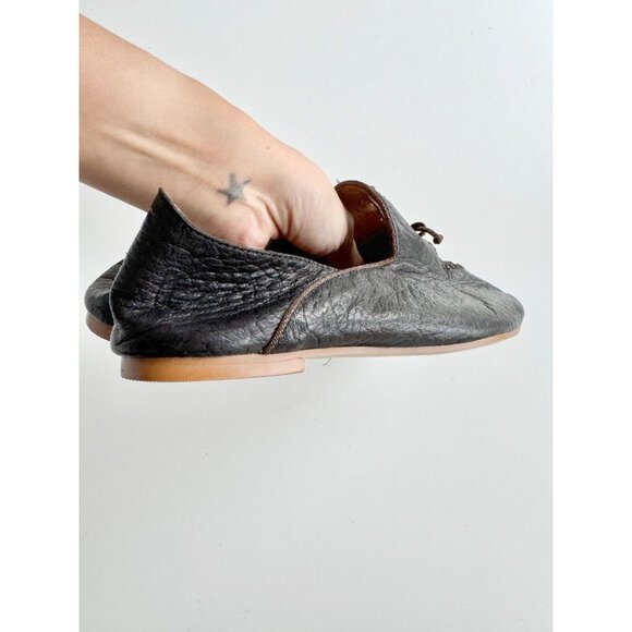 FREE PEOPLE St. Lucia Black Leather Pointed Toe Slip On Babouche Flats, Size 36 - Picture 3 of 14